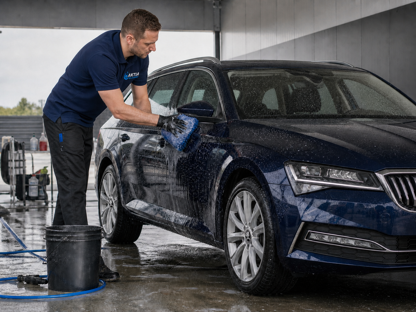 Pečlivé ruční mytí vozu Škoda Superb